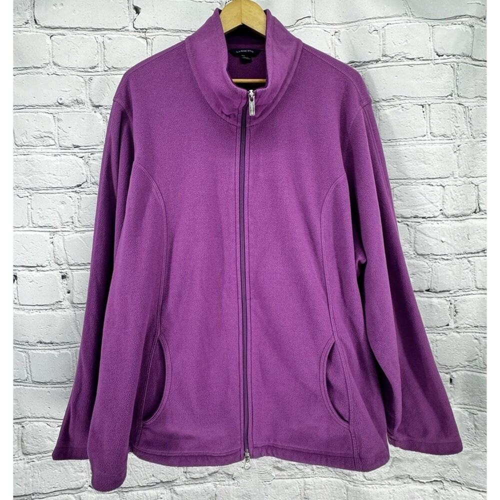 Lands End Fleece Jacket Women's 3X Plus Purple Full Zip Lightweight Comfort